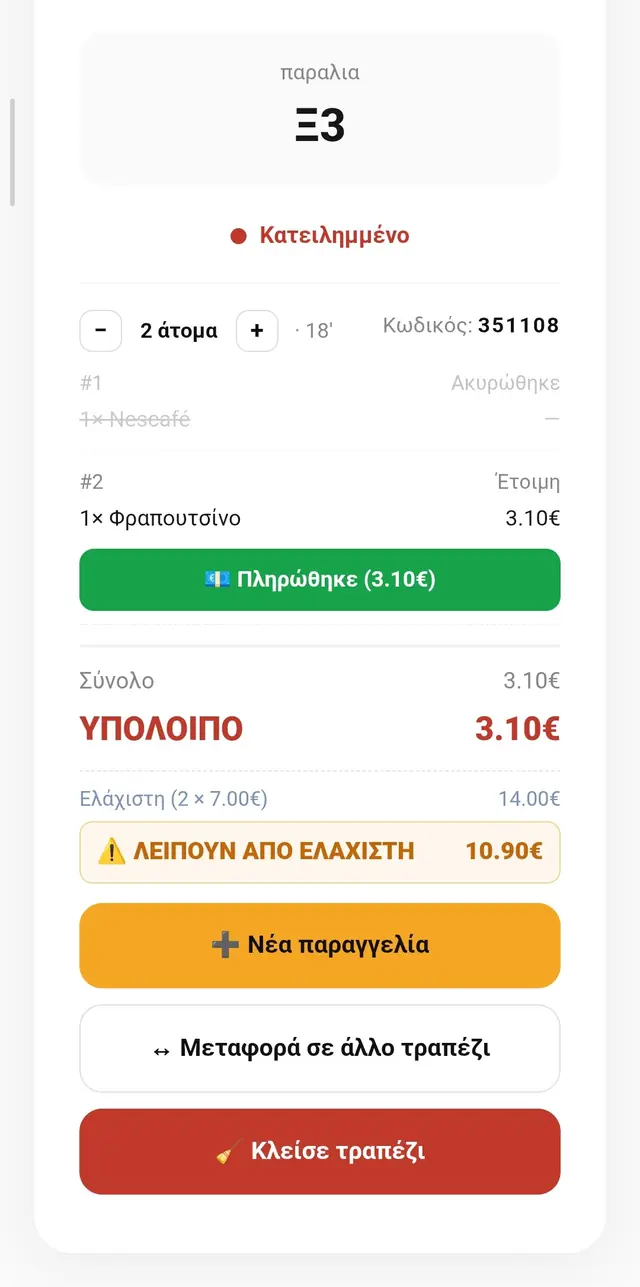 Διαχείριση τραπεζιού